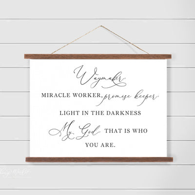 Waymaker Miracle Worker Promise Keeper Hanging Canvas Sign - Mulberry Market Designs