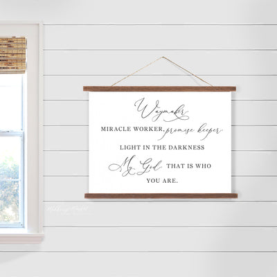 Waymaker Miracle Worker Promise Keeper Hanging Canvas Sign - Mulberry Market Designs