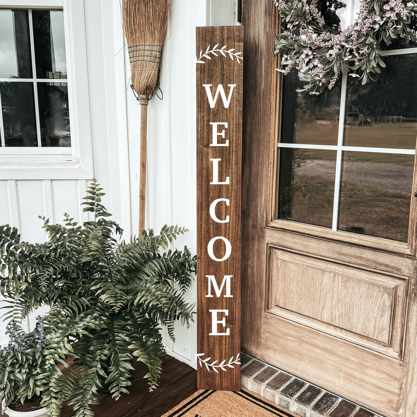 Wood Welcome Leaning Porch Sign - Mulberry Market Designs