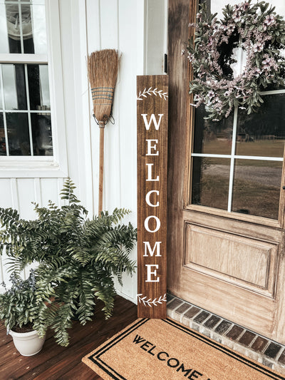 Wood Welcome Leaning Porch Sign - Mulberry Market Designs