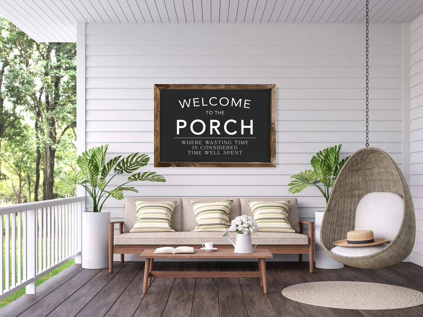 Welcome to the Porch Farmhouse Wood Sign - Mulberry Market Designs