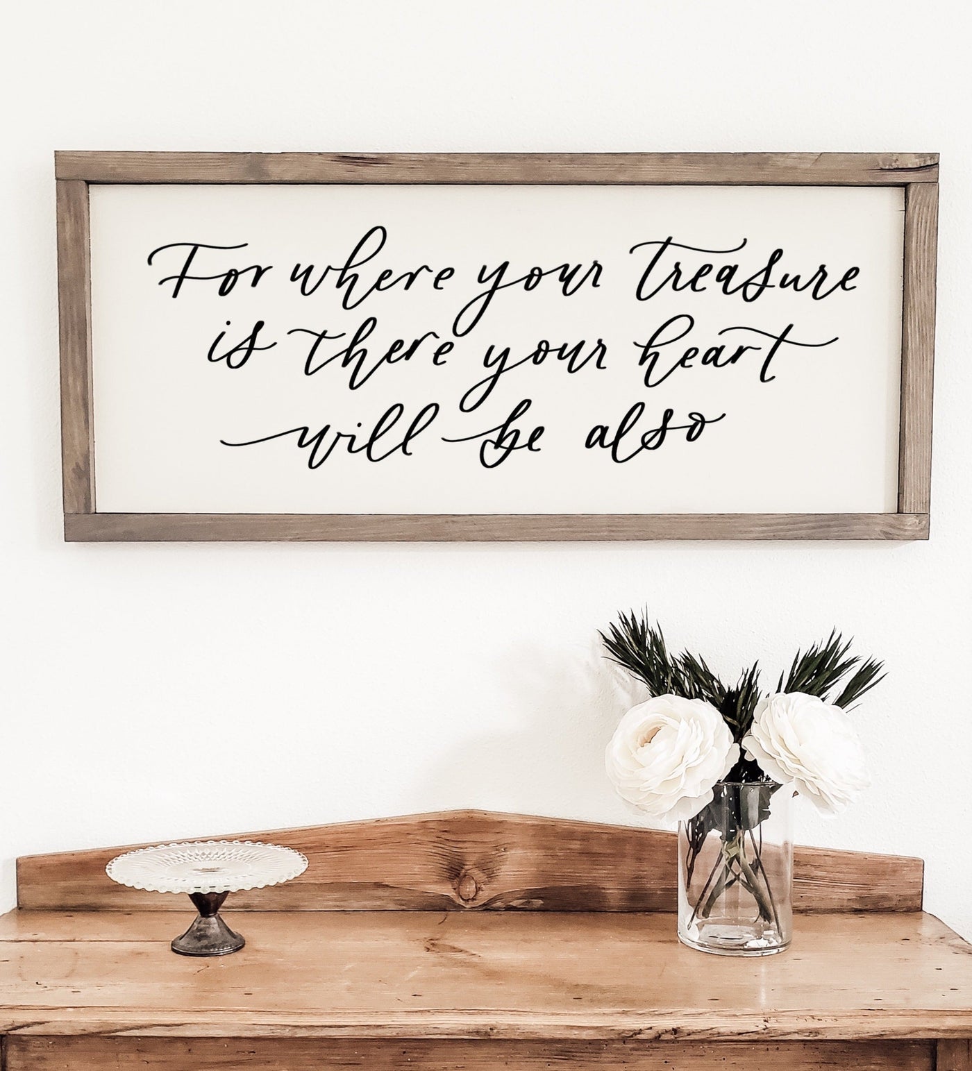 For Where Your Treasure Is Wood Framed Sign - Mulberry Market Designs