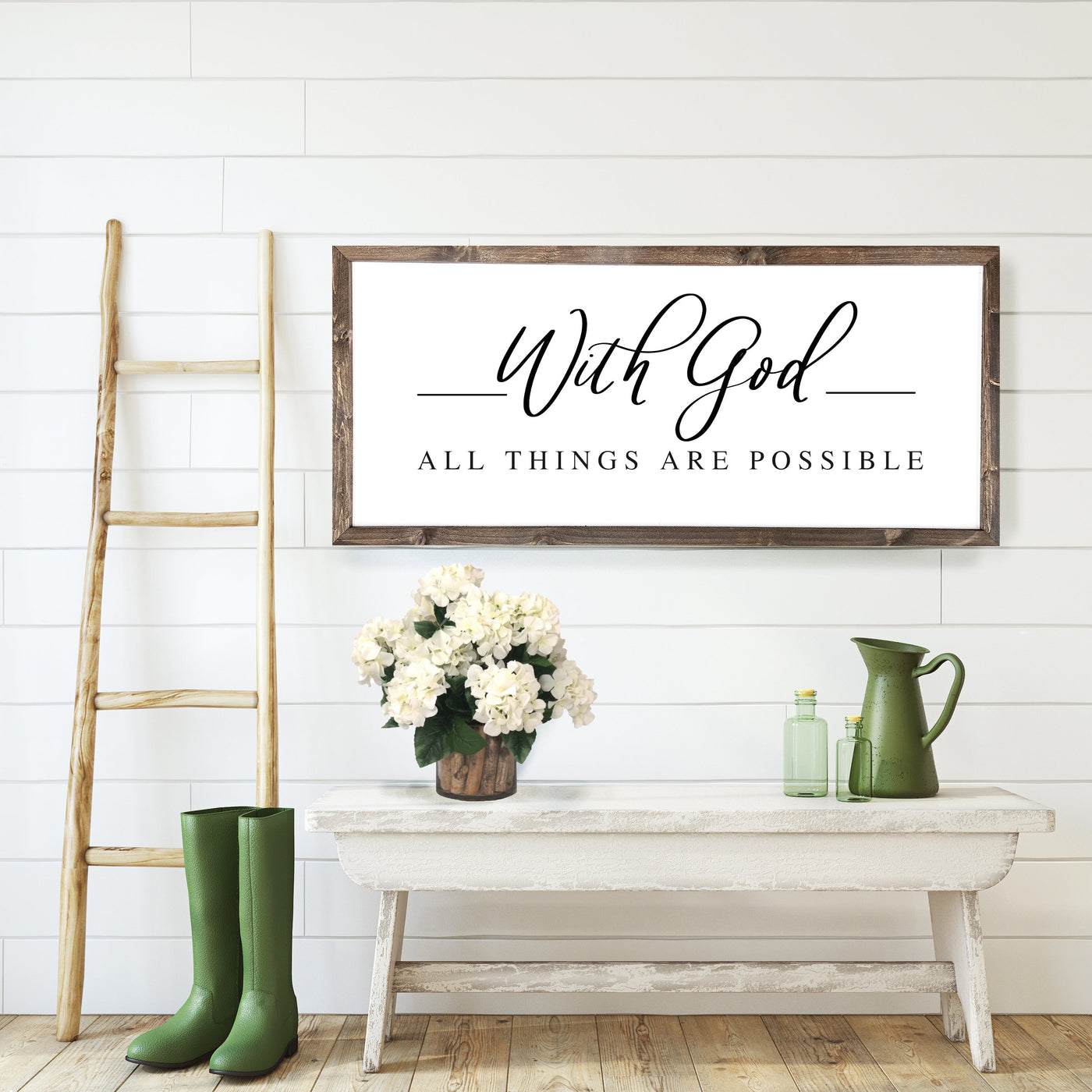 With God All Things Are Possible Wood Framed Sign - Mulberry Market Designs