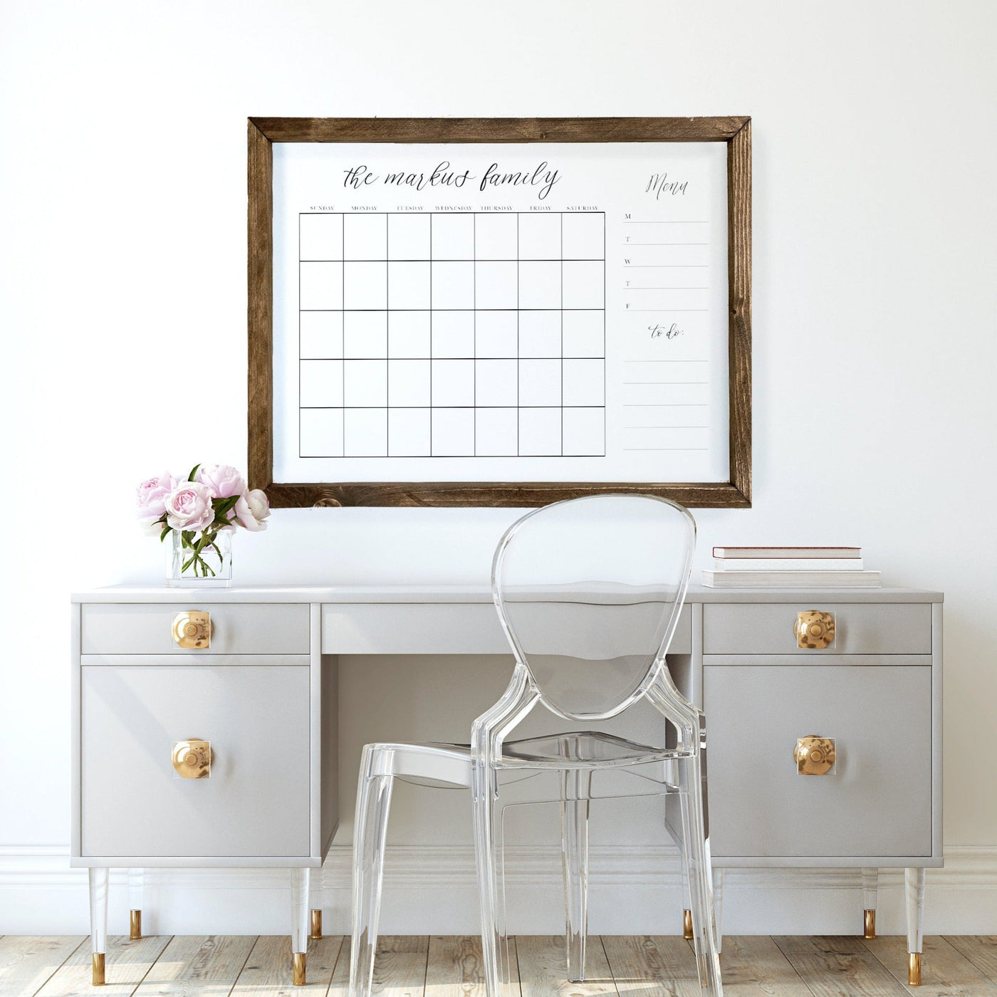 Wood Framed Acrylic Calendar - Mulberry Market Designs