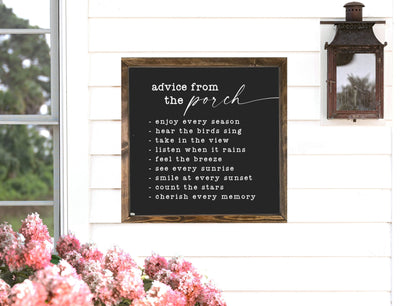 Advice From The Porch Wood Framed Sign - Mulberry Market Designs