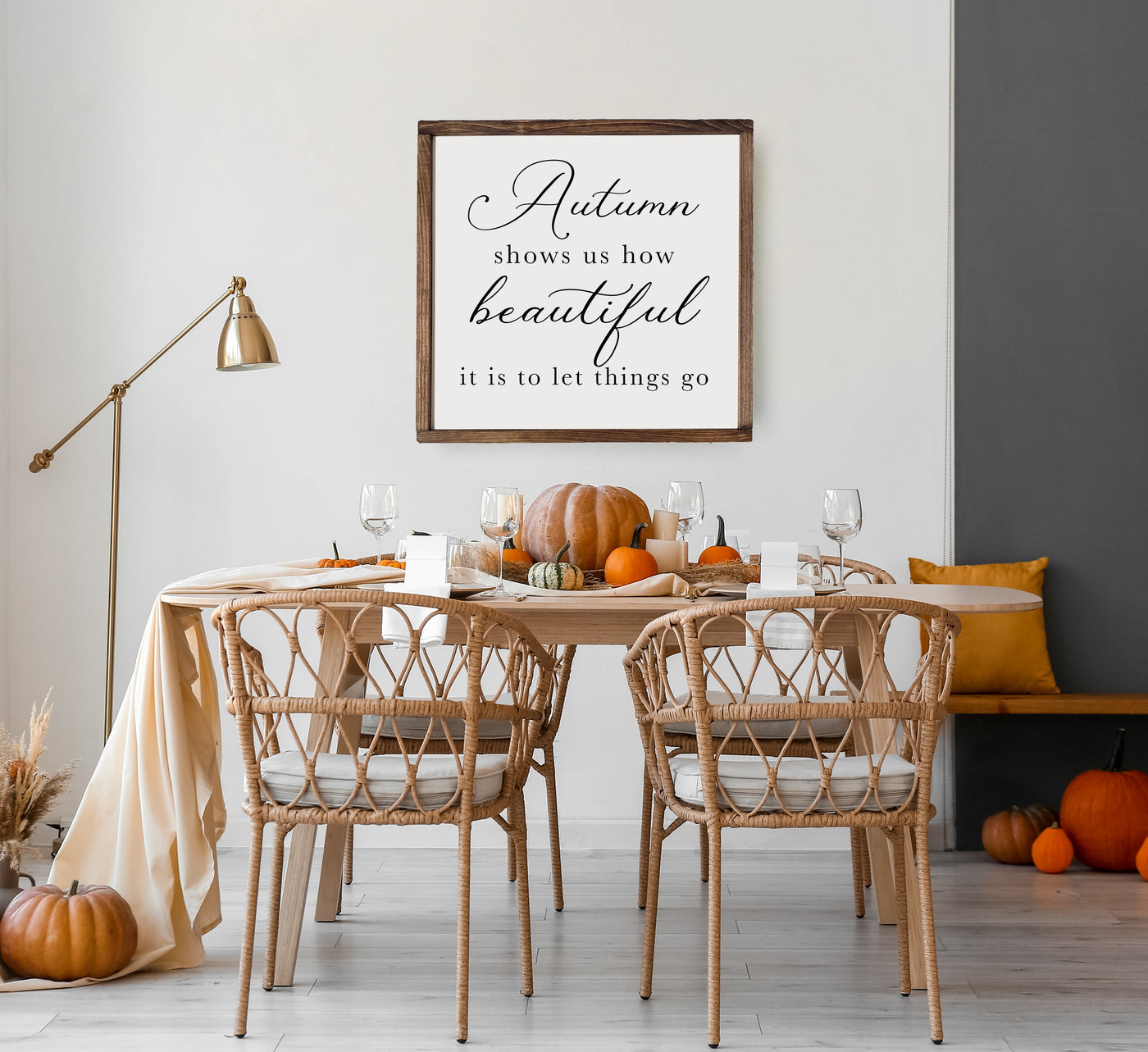 Autumn Shows Us How Beautiful Wood Framed Sign