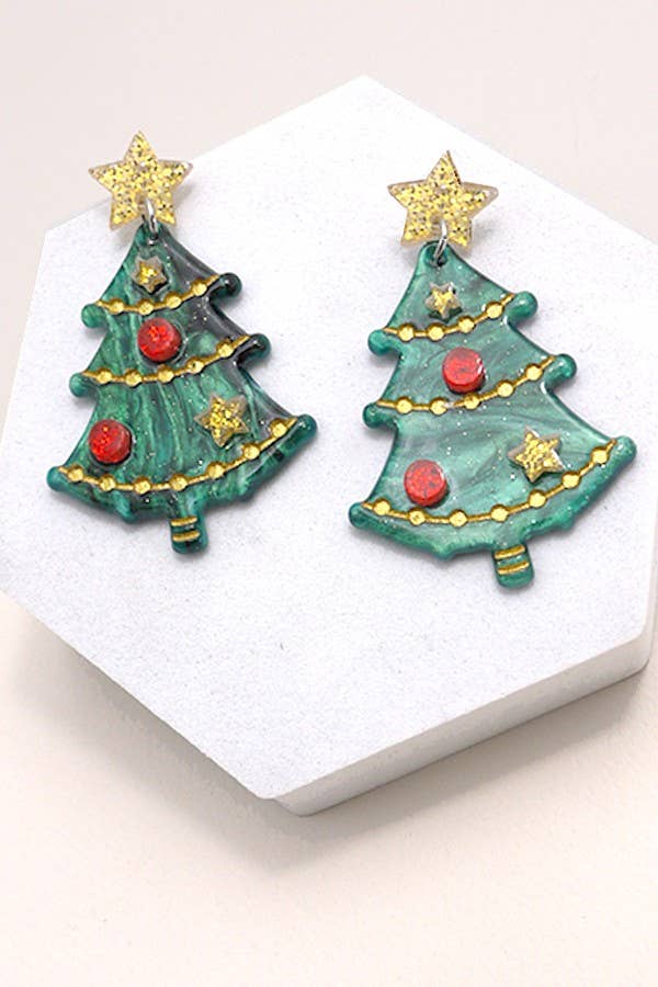 Glitter Christmas Tree Earrings - Mulberry Market Designs