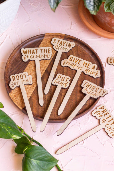 Funny Wooden Plant Markers - Mulberry Market Designs