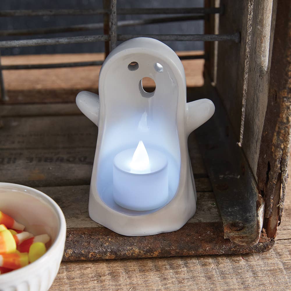 Ghost Tea Light Holder with LED - Mulberry Market Designs