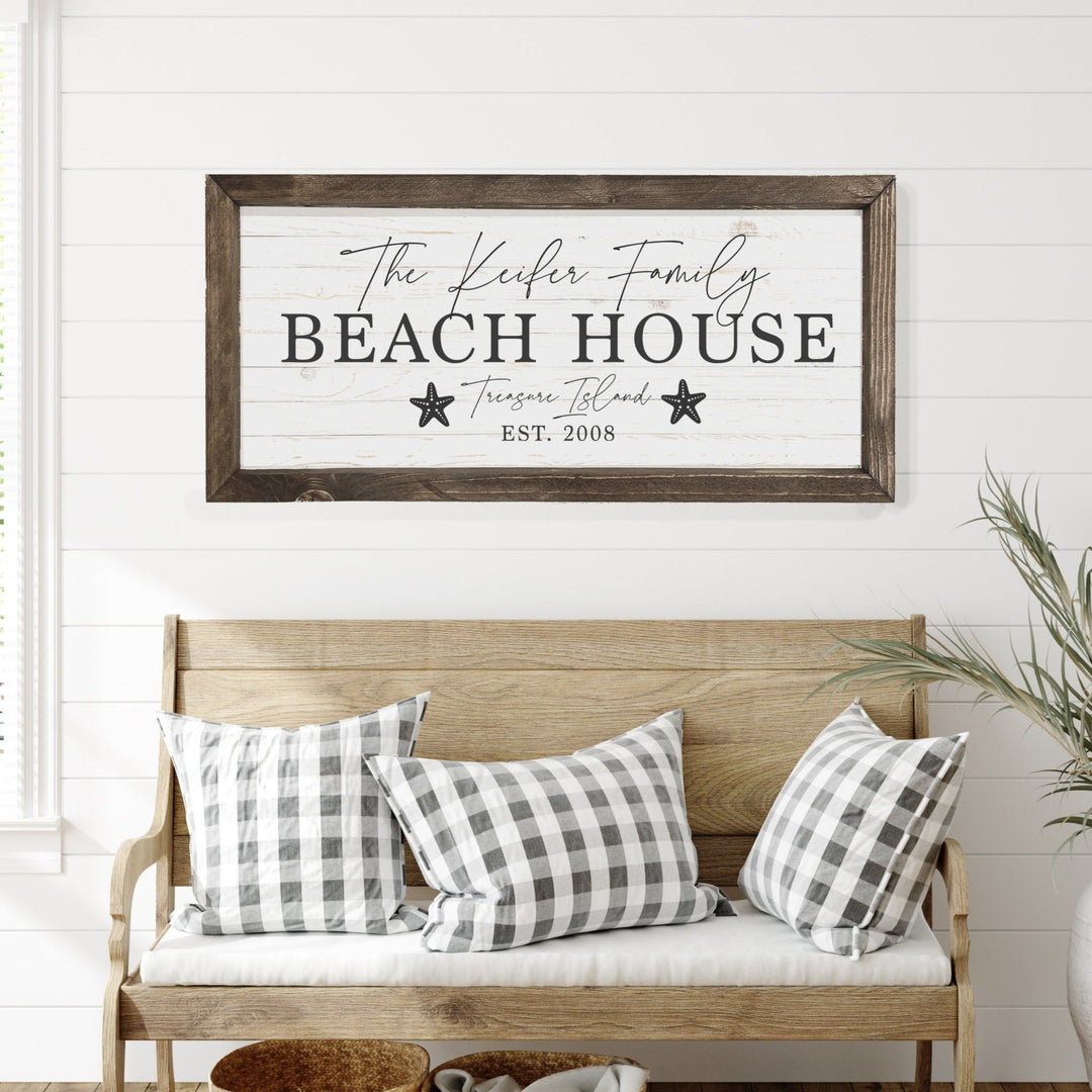 Large wall art beach sign, housewarming gift store for beach house, modern farmhouse beach art work