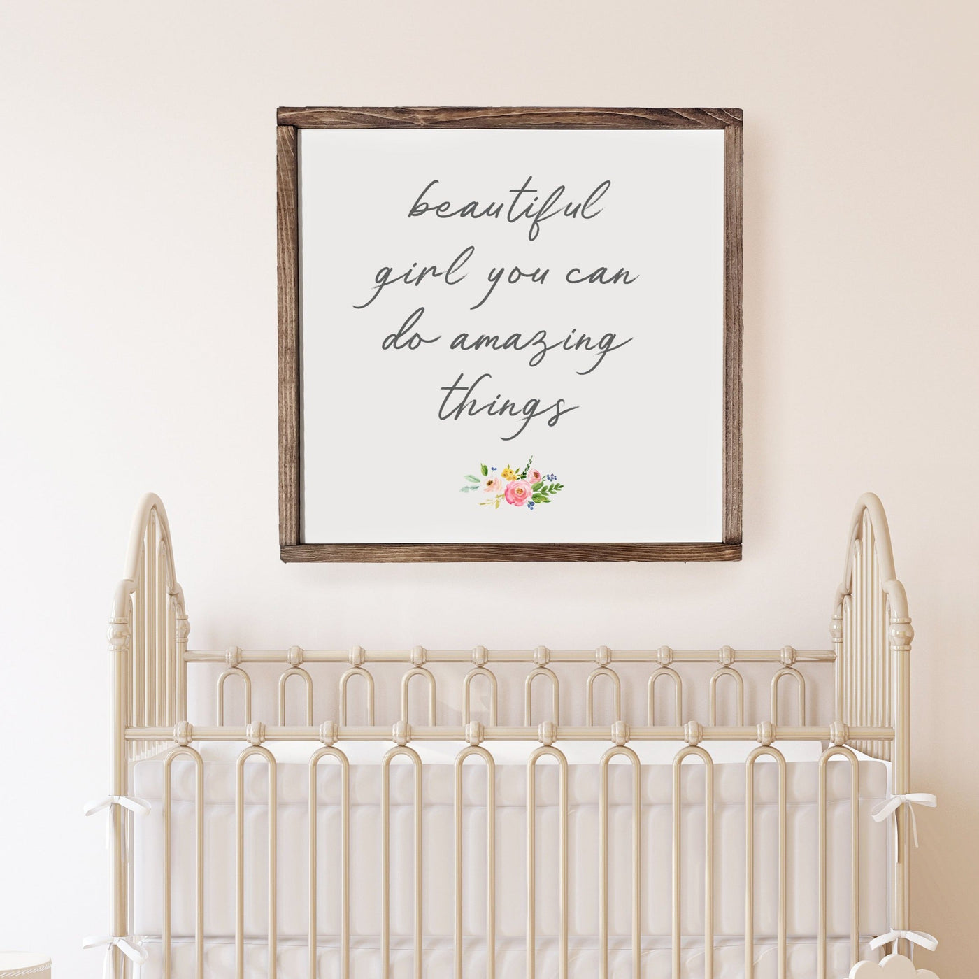 Beautiful Girl You Can Do Amazing Things | Wood Nursery Sign - Mulberry Market Designs