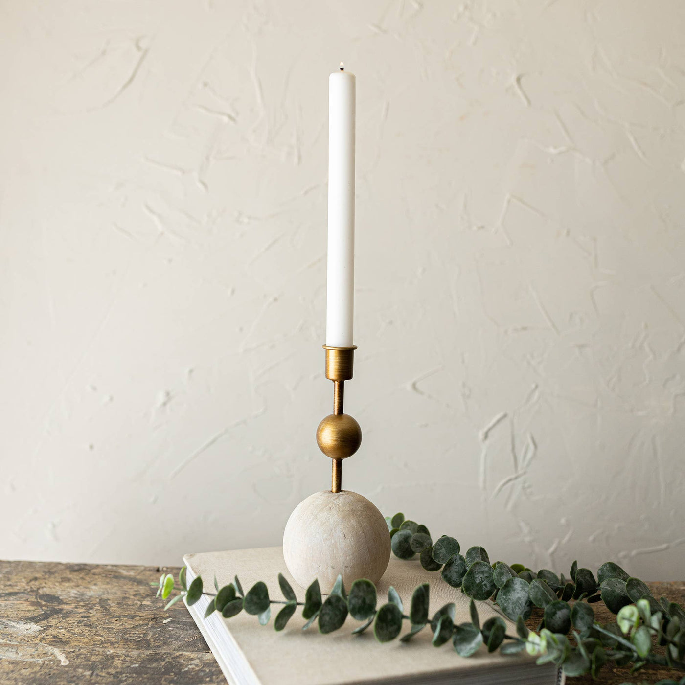 Brass Stacked Sphere Taper Candle Holder - Mulberry Market Designs