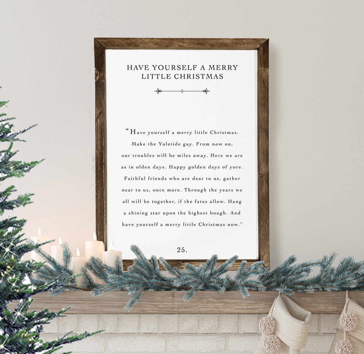 Merry Christmas Book Page Sign Wood Framed Sign