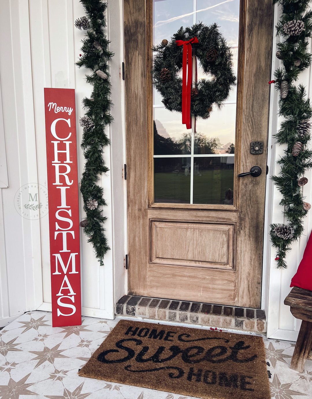 Merry Christmas Door Sign |Custom Merry Christmas Door Hanger| Christmas fashion Front Door| Front Porch Christmas Sign| Christmas Door Sign