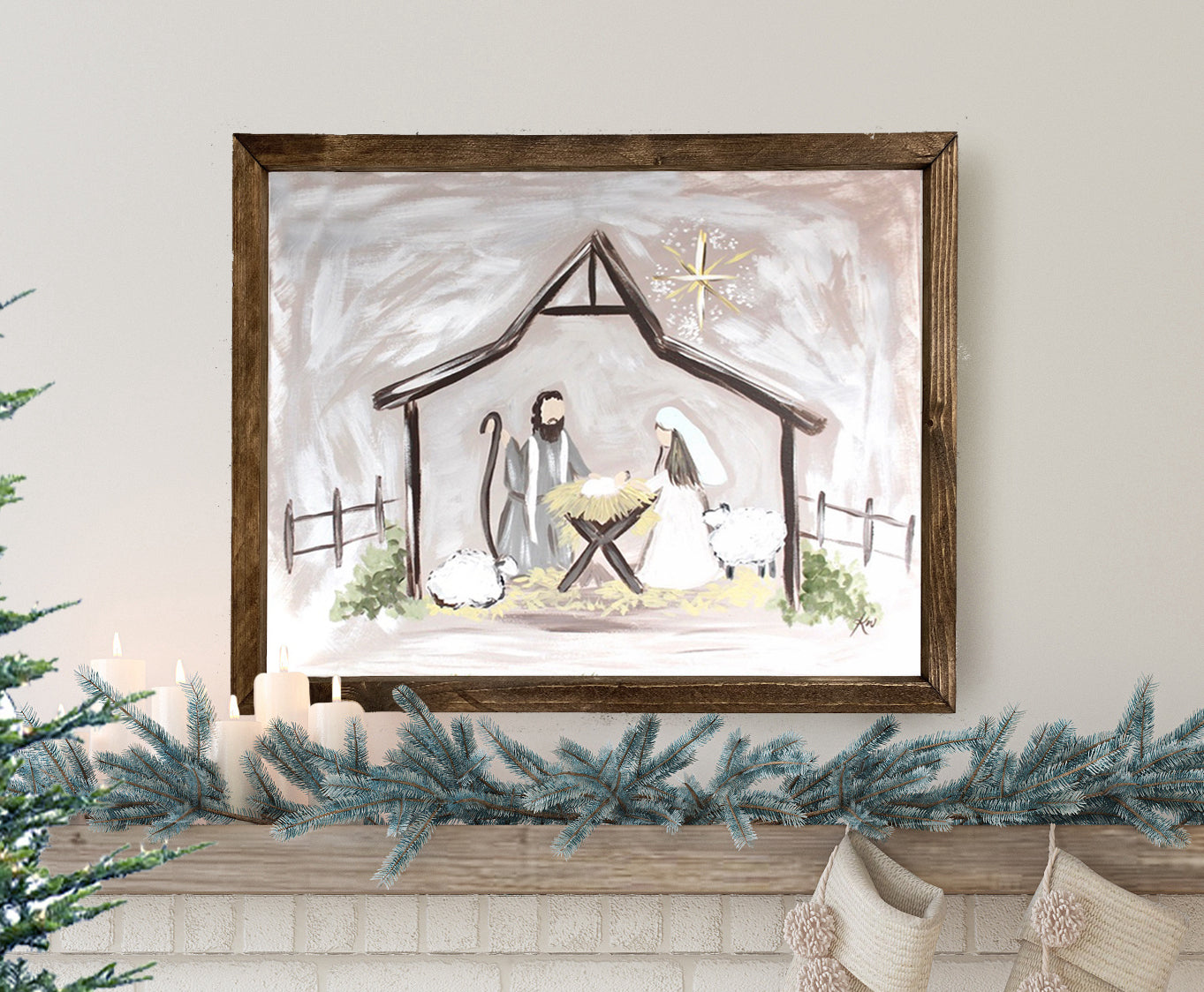 Nativity Christmas Painting | Wood Framed Sign Painting