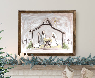 Nativity Christmas Painting, | Wood Framed Sign - Mulberry Market Designs