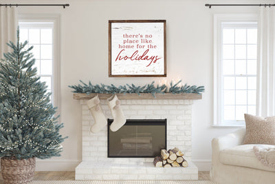 There's No Place Like Home for the Holidays Christmas Wood Framed Sign - Mulberry Market Designs