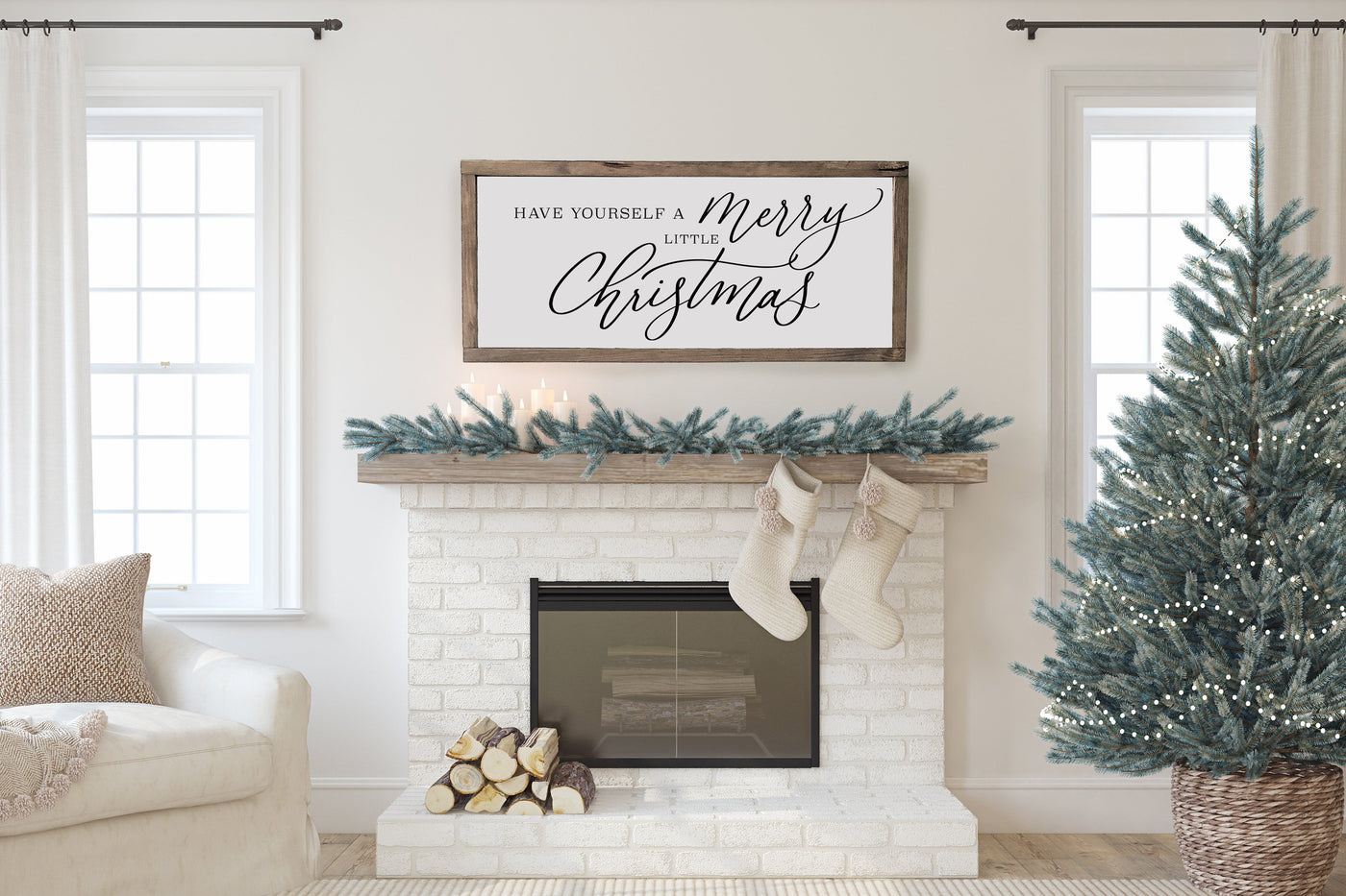 Have Yourself A Merry Little Christmas | Wood Framed Sign - Mulberry Market Designs