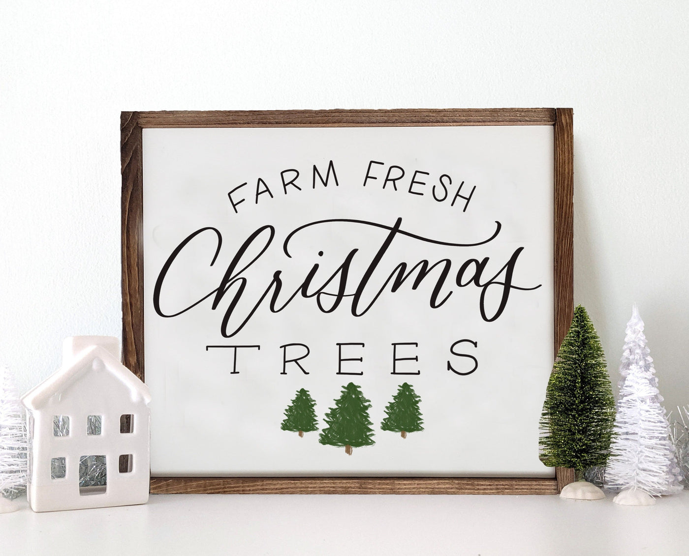 Wooden Farm Fresh Christmas Trees Sign - Mulberry Market Designs