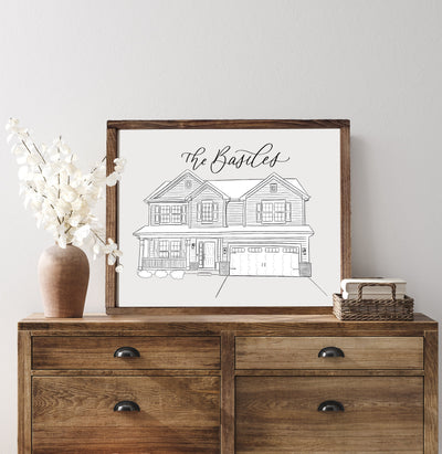 Custom House Portrait Wall Art - Mulberry Market Designs