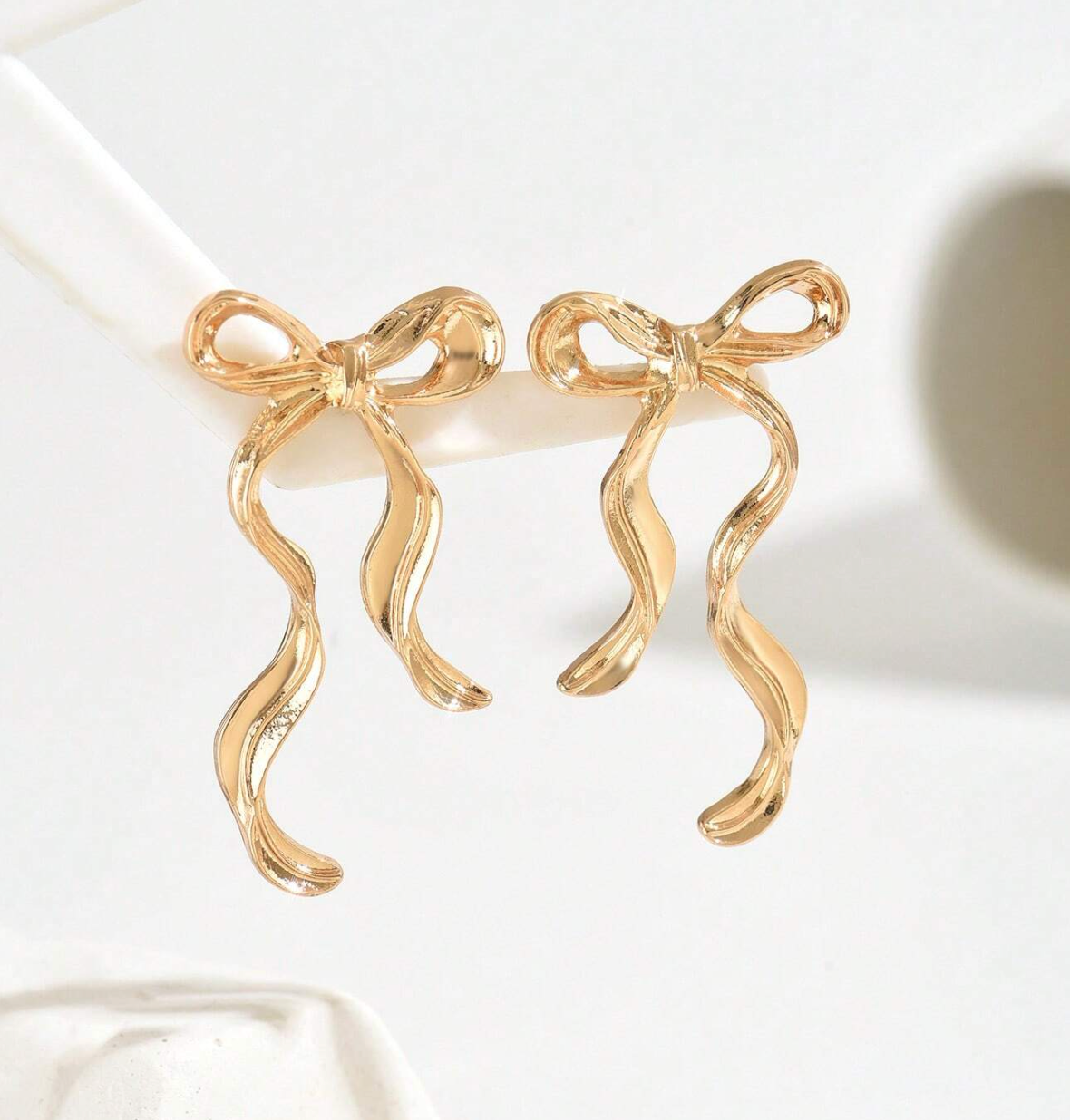 Gold Bow Stud Earrings