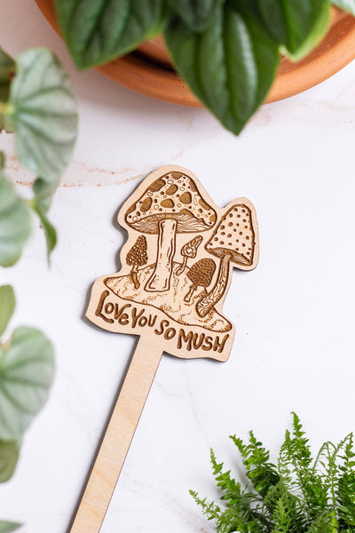 Mushroom Wooden Plant Stake - Mulberry Market Designs