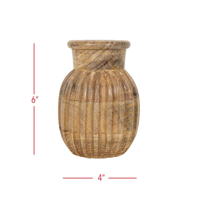 Natural Carved Wood Vase - Mulberry Market Designs