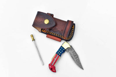 Titan Patriot Damascus Steel Pocket Knife