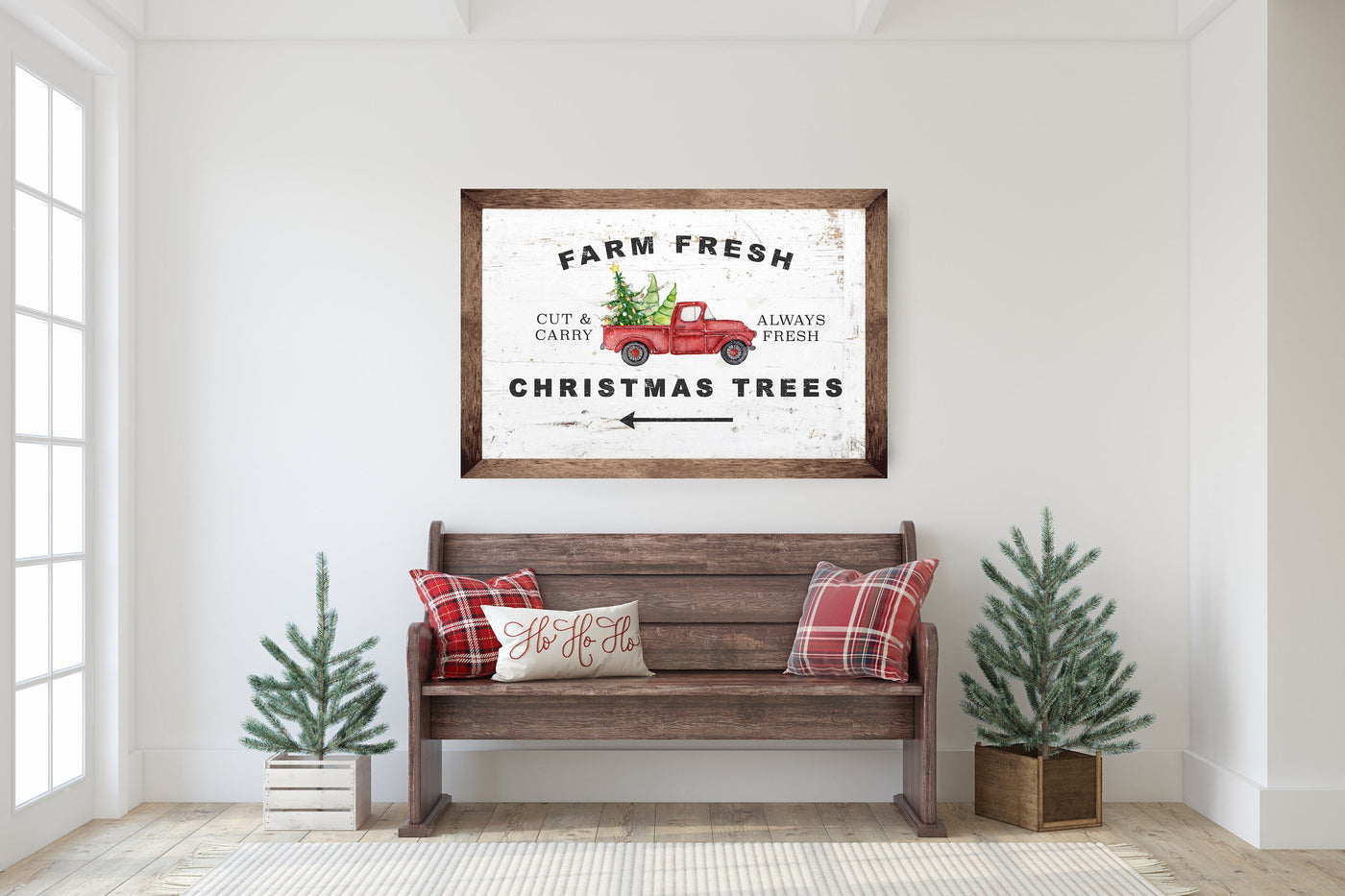 Farm Fresh Christmas Trees Wood Framed Sign Wood Framed Sign