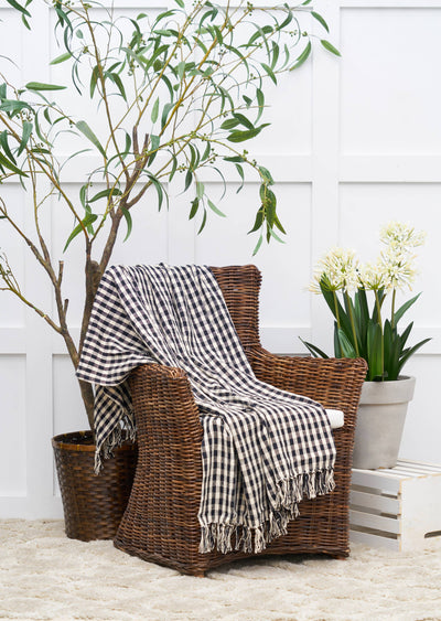 Black and White Gingham Check Throw Blanket - Mulberry Market Designs