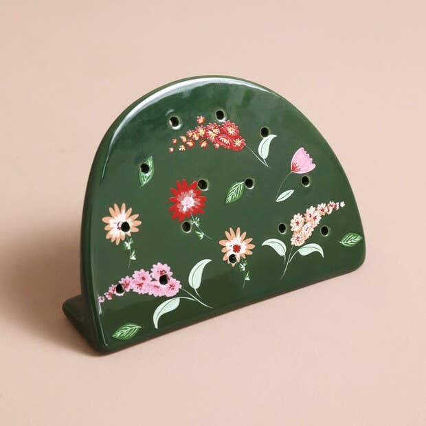 Forest Green Flower Earring Holder - Mulberry Market Designs