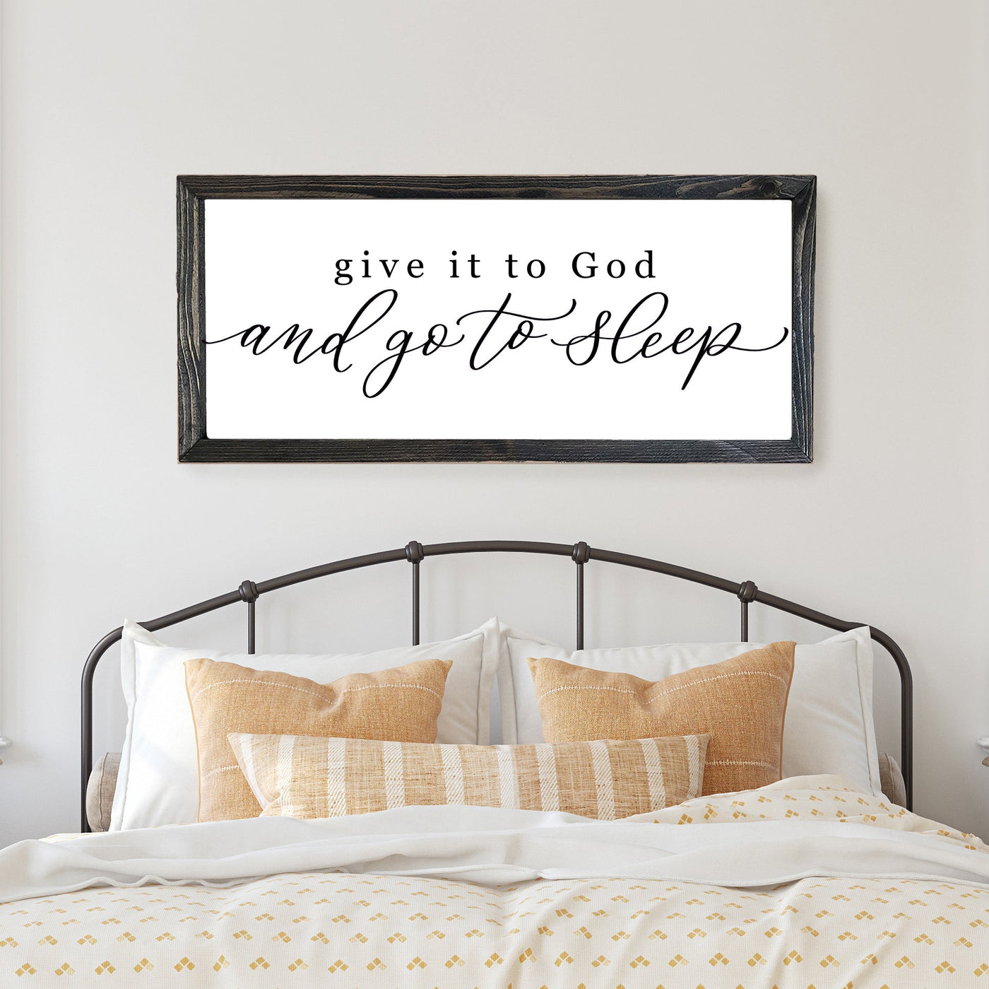 Give it To God and Go To Sleep Farmhouse Sign | Wood Sign - Mulberry Market Designs