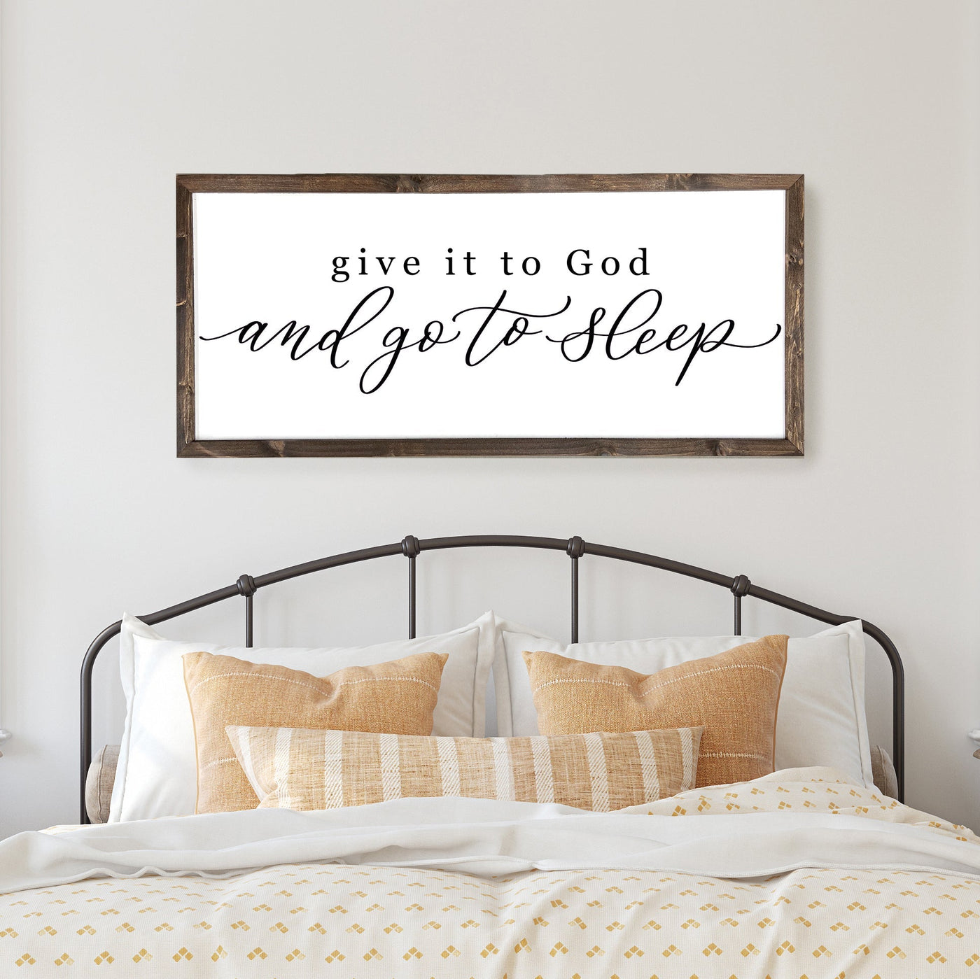 Give it To God and Go To Sleep Farmhouse Sign | Wood Sign - Mulberry Market Designs