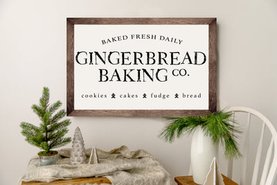 Gingerbread Baking Co Wood Framed Sign - Mulberry Market Designs