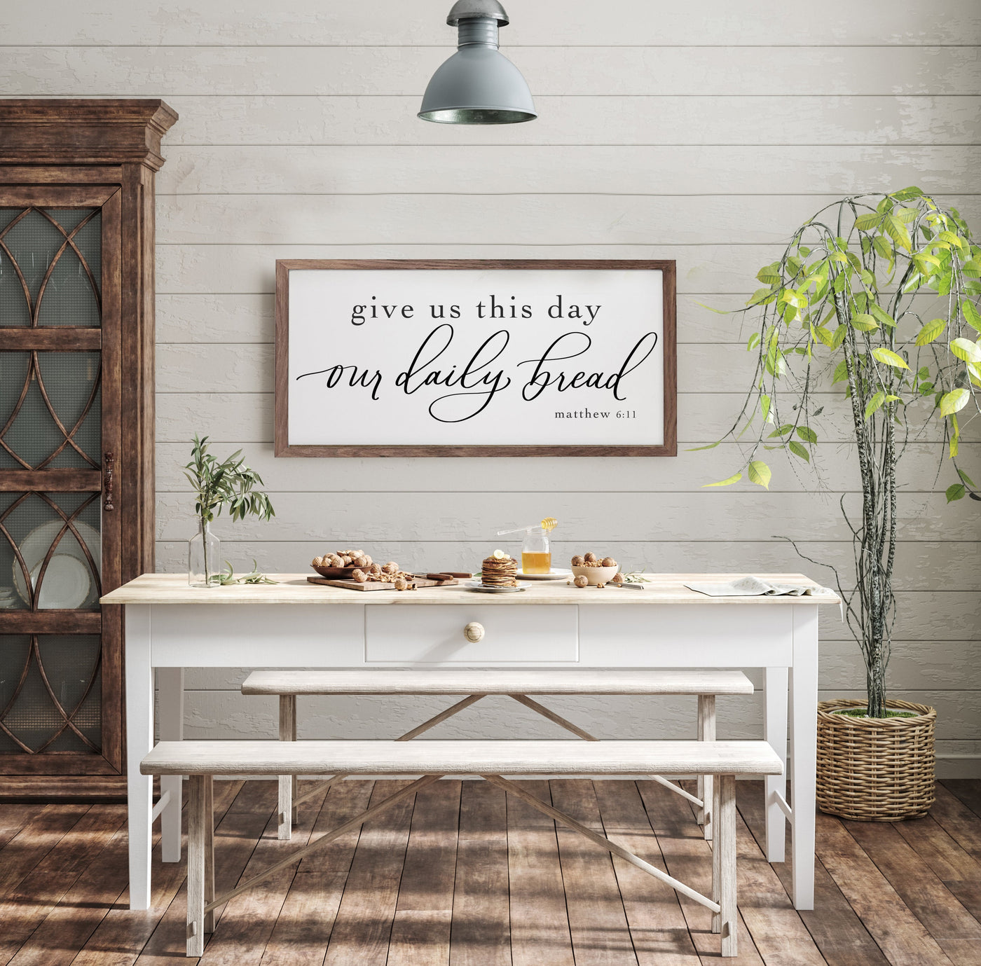 Give Us This Day Our Daily Bread Farmhouse Wood Framed Sign Wood Framed Sign