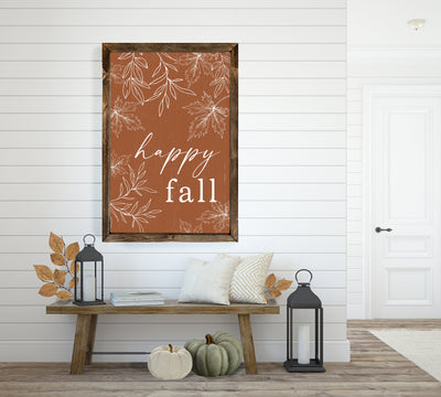 Happy Fall Wood Framed Sign - Mulberry Market Designs