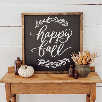 Happy Fall Wood Framed Sign - Mulberry Market Designs