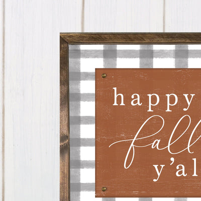 Happy Fall Yall Plaid Farmhouse Sign Wood Framed Sign