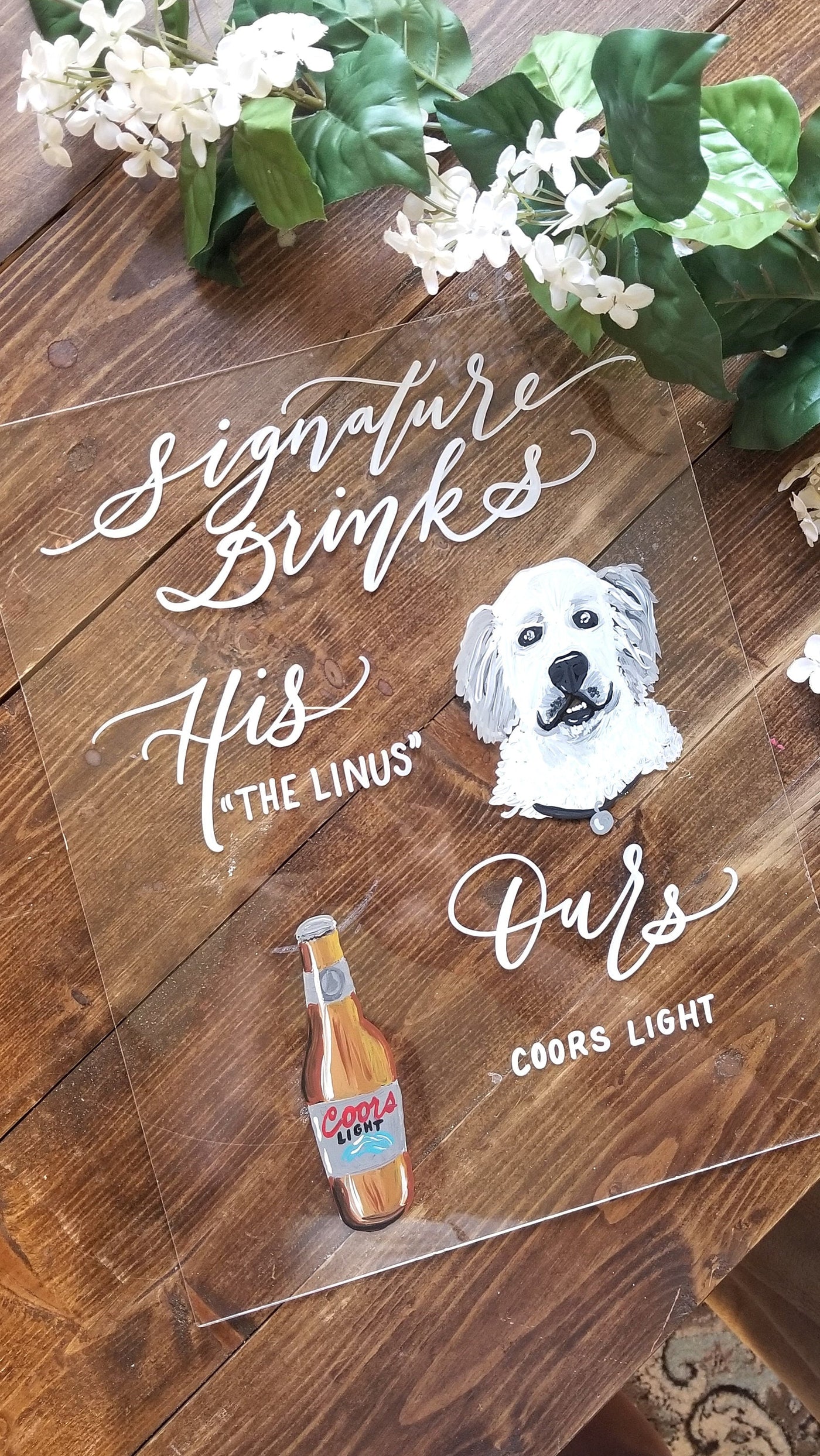 Dog Acrylic Wedding Signature Drink Sign