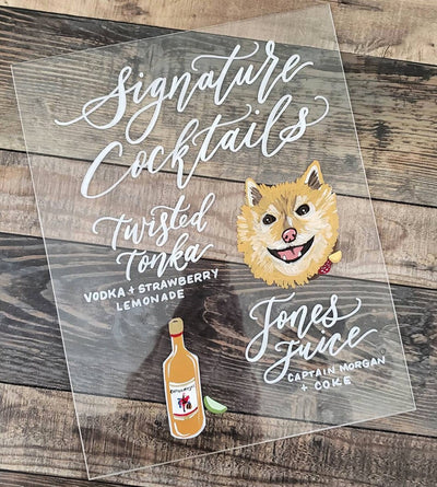 Dog Acrylic Wedding Signature Drink Sign