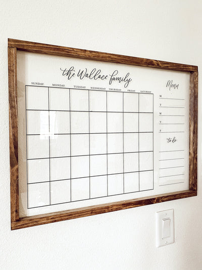 Wood Framed Acrylic Calendar - Mulberry Market Designs