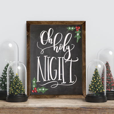 Oh Holy Night Christmas Wood Framed Sign Wood Framed Sign