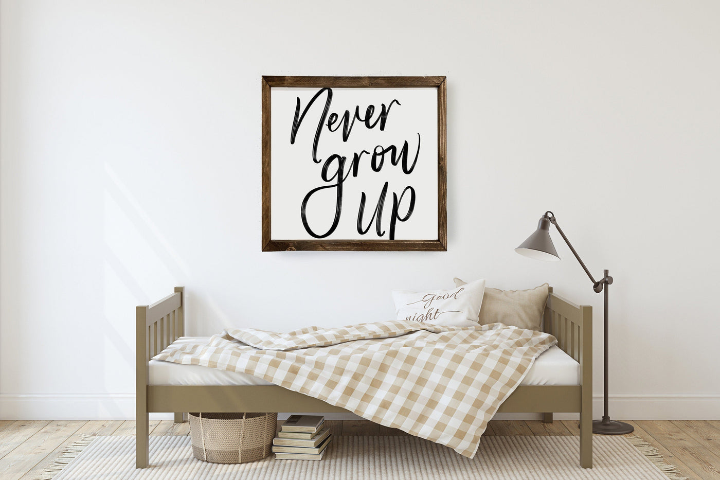 Never Grow Up | Kids Room Sign - Mulberry Market Designs