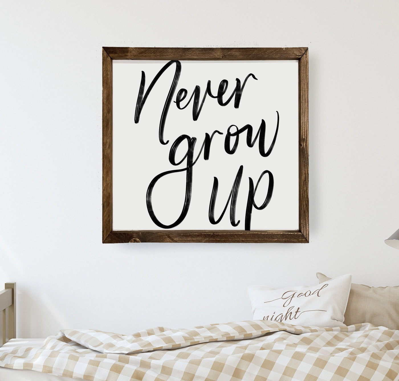 Never Grow Up | Kids Room Sign - Mulberry Market Designs