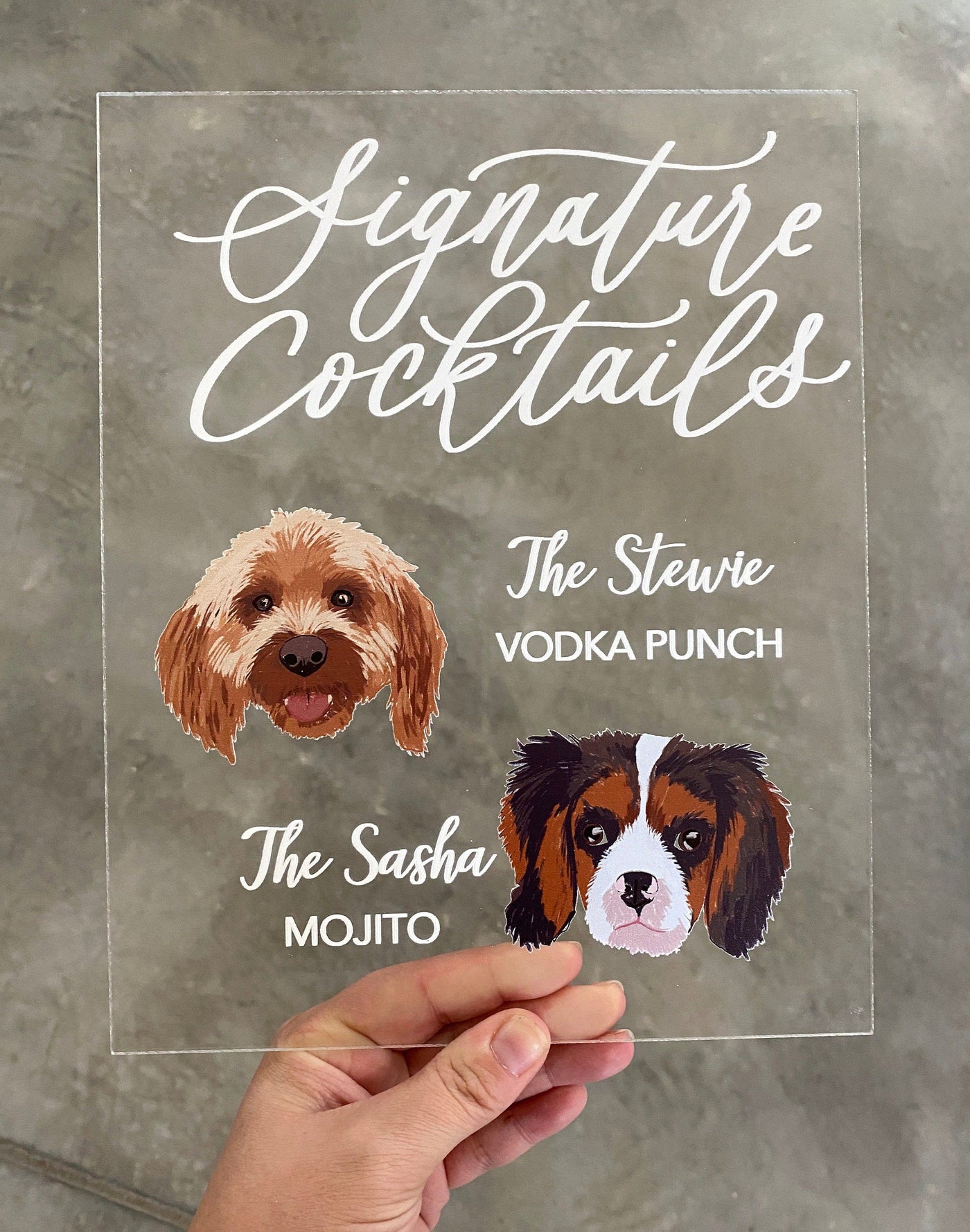 Dog Acrylic Wedding Signature Drink Sign