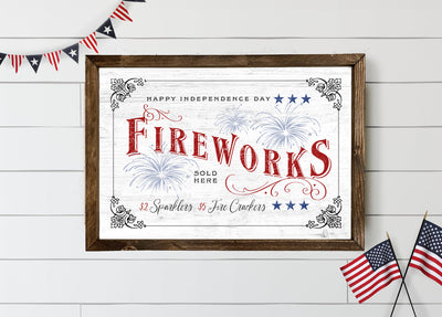 4th of July Fireworks Sign | Wood Framed Sign - Mulberry Market Designs