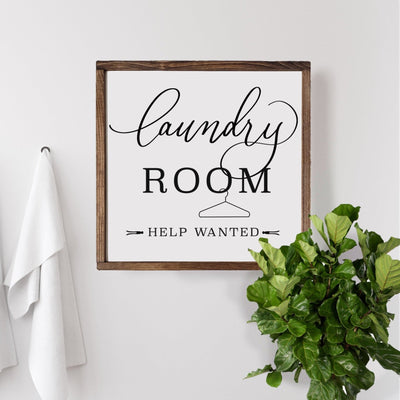 Laundry Room Help Wanted | Farmhouse Sign Wood Framed Sign