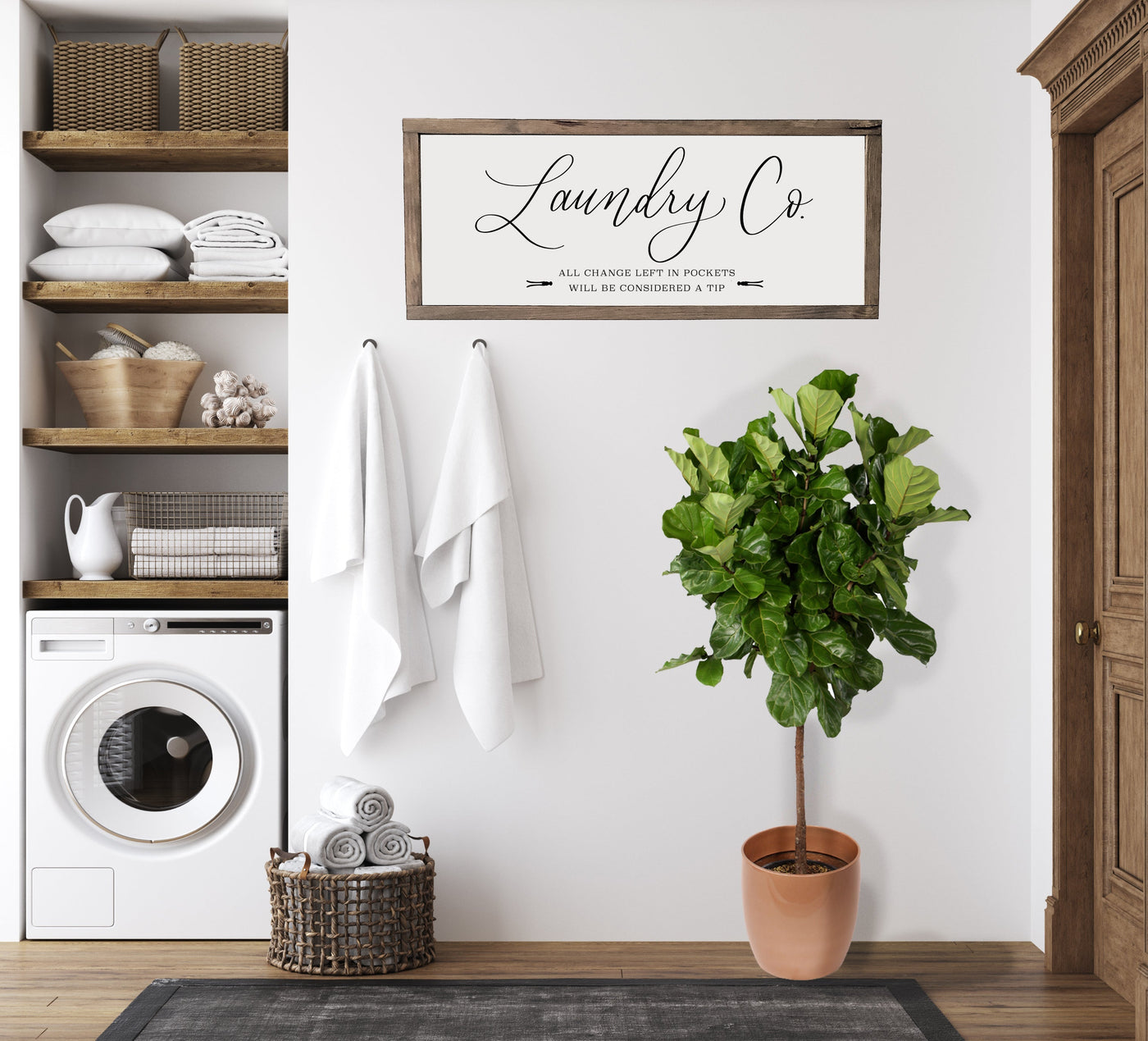 Laundry Co. All Change | Wood Laundry Room Sign - Mulberry Market Designs