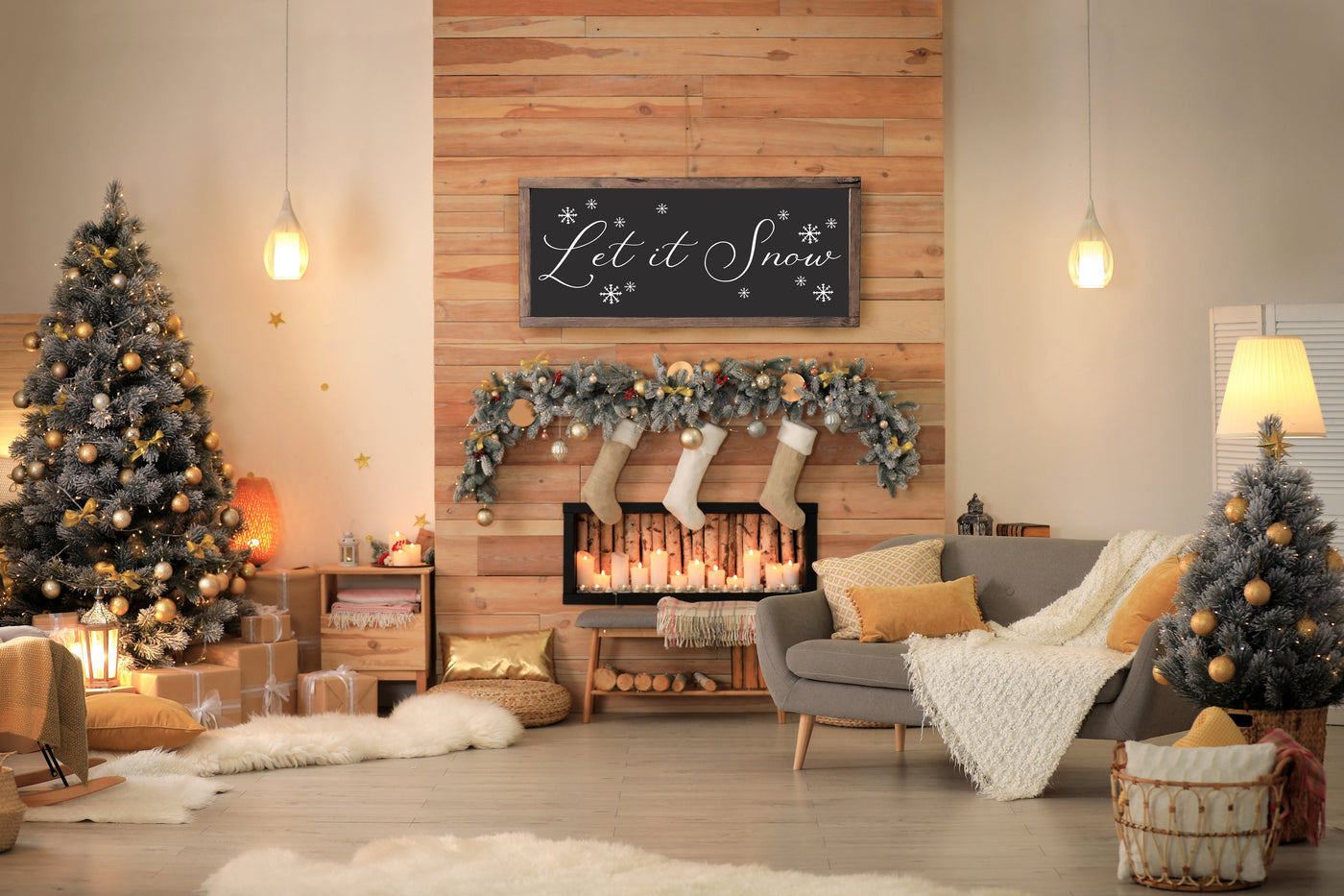 Let It Snow | Wood Christmas Sign Wood Framed Sign