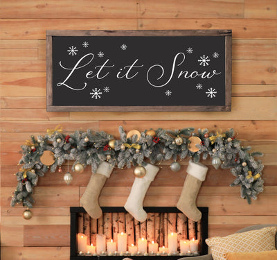 Let It Snow | Wood Christmas Sign Wood Framed Sign